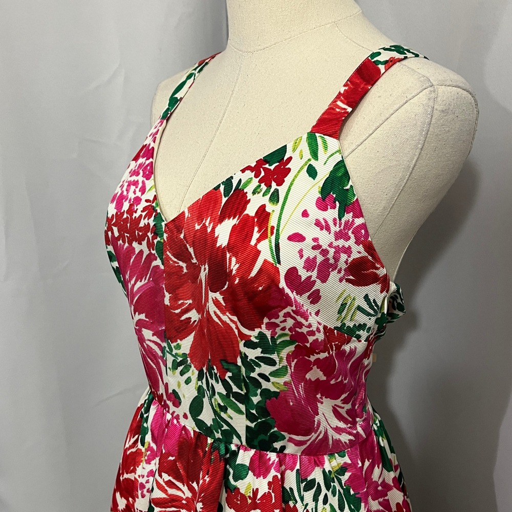 NEW Vineyard Vines Fit Flare Mini Dress Sz 6 Floral Open Back Bow Silk Blend - Picture 10 of 15